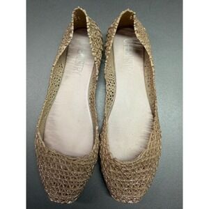 Chemistry Gold Glitter Jelly Flats Geometric Cutout Ballet Shoes Womens 8